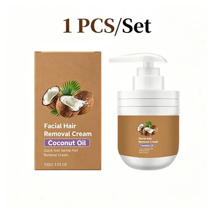 Crème dépilatoire visage à l'huile de coco, formule douce, soin hydratant pour la peau, pour les lèv