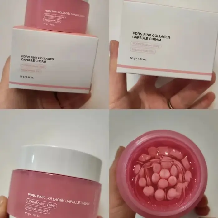 Crème en capsules de collagène rose infusée de nicotinamide