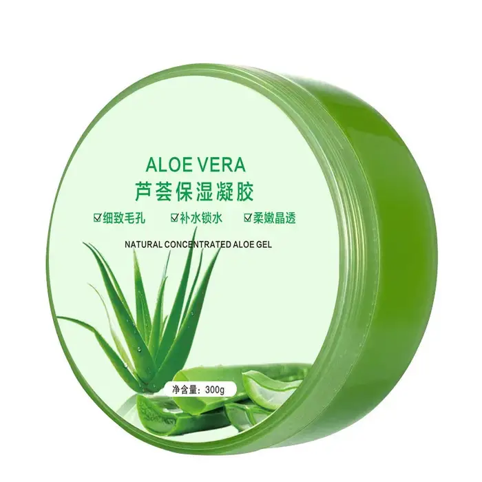 Gel hydratant à l'aloe vera 300g, hydrate et retient l'humidité, affine les pores, crème nourrissante et apaisante pour le visage après-soleil.