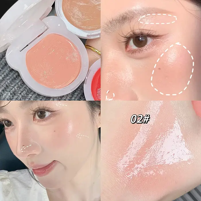 QIBEST Blush Monochrome Hydratant Crème Vitalité Fille Maquillage Nude Naturel Palette de Blush Tein