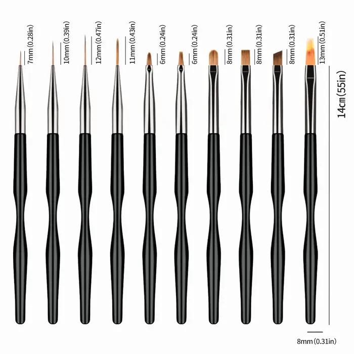 10 pièces Nail Art stylo brosse UV Gel peinture à la main Liner stylo ensemble acrylique Gel UV vern