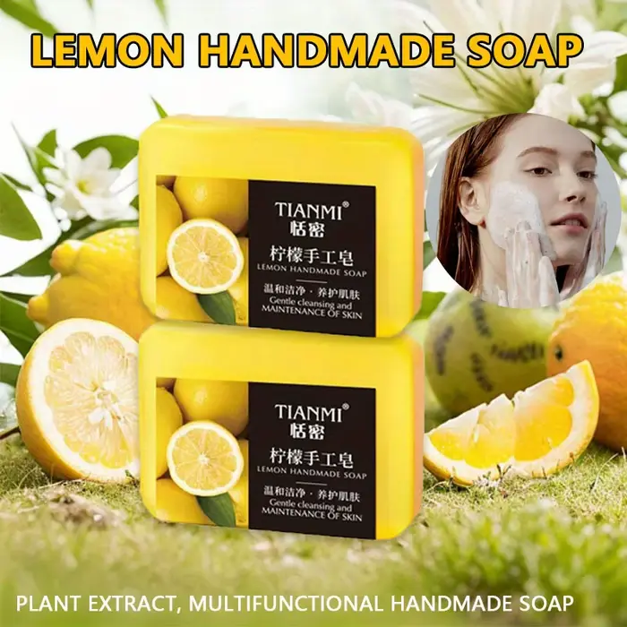 Savon fait main au citron 2 pièces, hydratant et nettoyant, adapté à tous les types de peau, peut êt