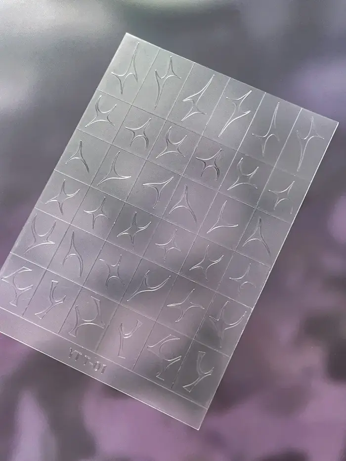 Autocollants pour ongles français multi-design, autocollants transparents à carreaux peints par pulv