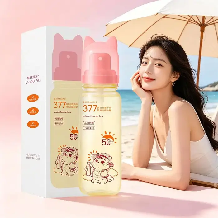 Spray solaire SPF50+ hydratant, anti-ultraviolet, respirant, blanchissant, spray solaire pour le visage, le corps, le cou, soin de la peau