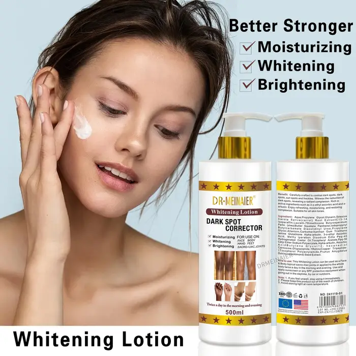 Lotion pour le corps éclaircissante végane 500 ml, avec AHA, niacinamide, hydratante, hydratation, p