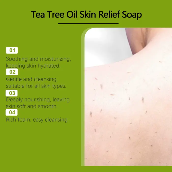 Savon à l'huile d'arbre à thé Nettoyant Doux Exfoliant Soulage les démangeaisons Hydratant Peau sèche Lissant