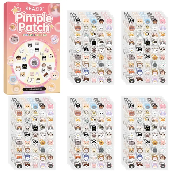 Patch d'acné de dessin animé 45 pièces, patch d'acné correcteur facial en forme de chat mignon, sûr,