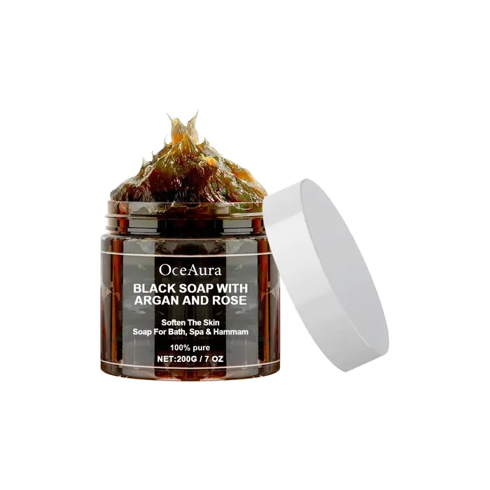 OCEAURA 200g savon noir avec Argan et Rose manque Beldi savon idéal pour l'élimination des peaux mor