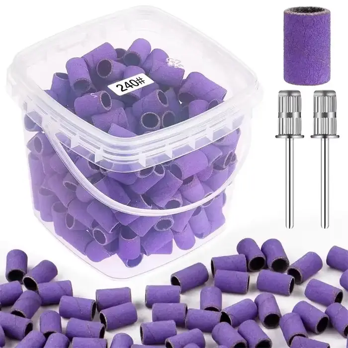 Bandes de ponçage pour nail art, grain 80 120 180 240 avec 2 forets pour manucure et pédicure, acces