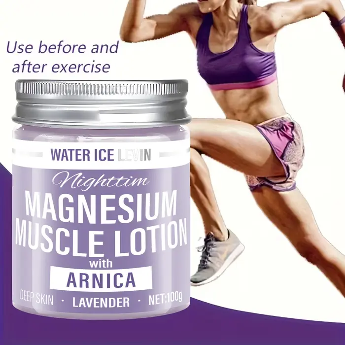 Lotion musculaire au magnésium avec acide hyaluronique et lavande pour une hydratation profonde et un soulagement