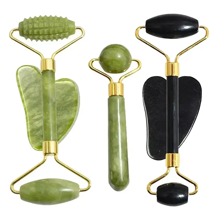 Rouleau de Jade naturel pour le visage Gua Sha