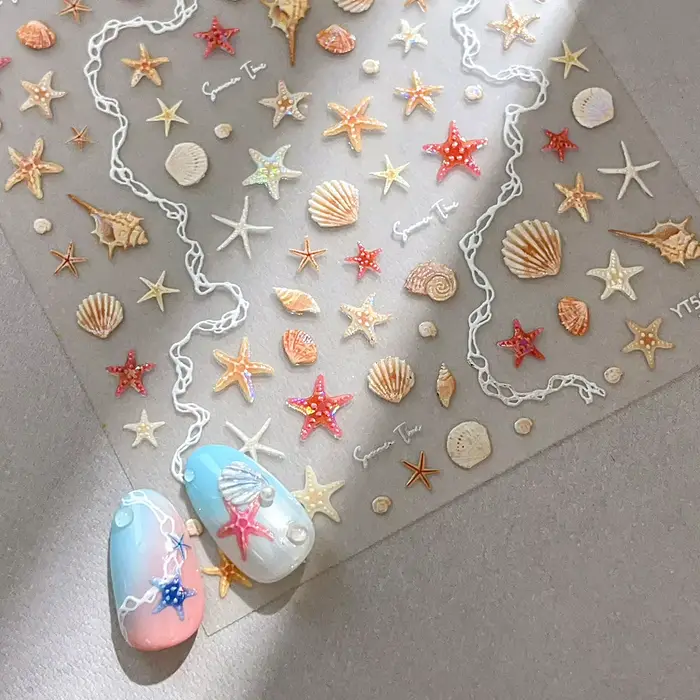 Autocollants pour ongles en forme d'étoile de mer, autocollants décoratifs en forme d'étoile de mer