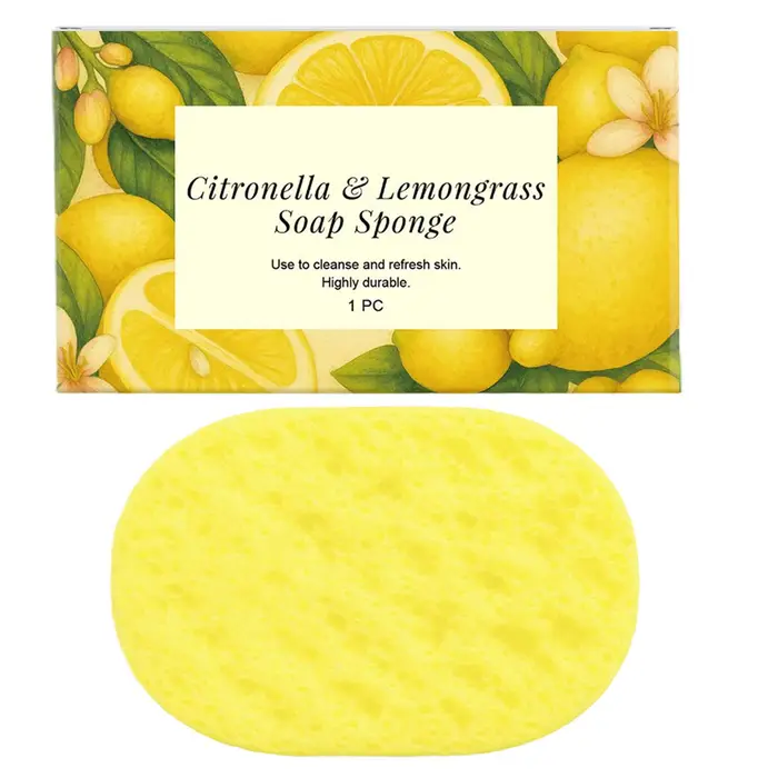 Éponge de bain exfoliante à la citronnelle et au citron pour le contrôle du sébum