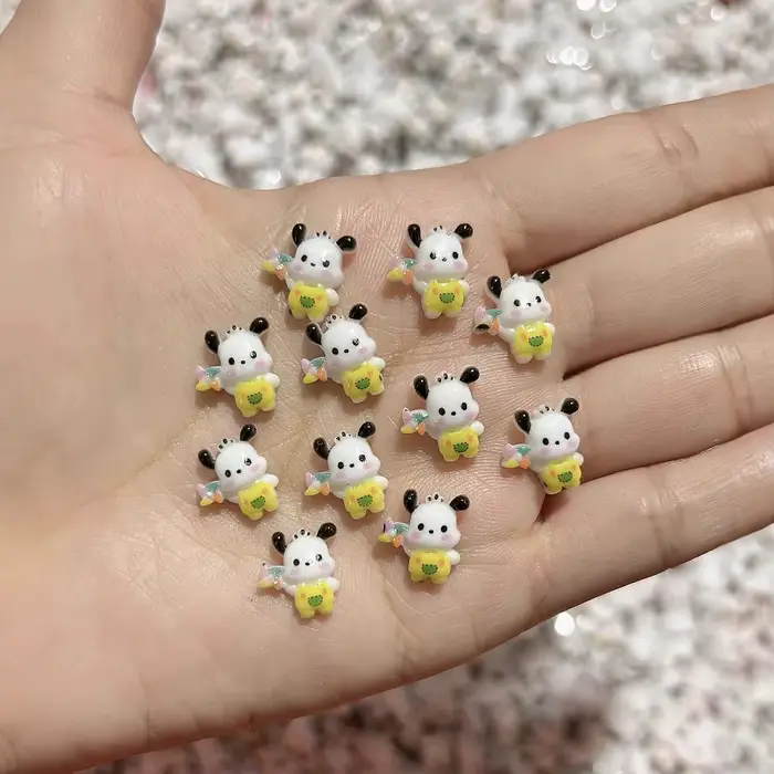 100 pièces nouveau Patch chiot résine ongles breloques mignon dessin animé chien bricolage Nail Art 