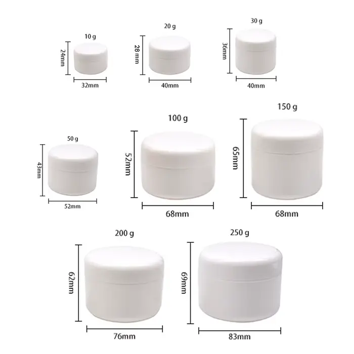 Pot de crème blanche 10/20/30/50/100/150/200/250g