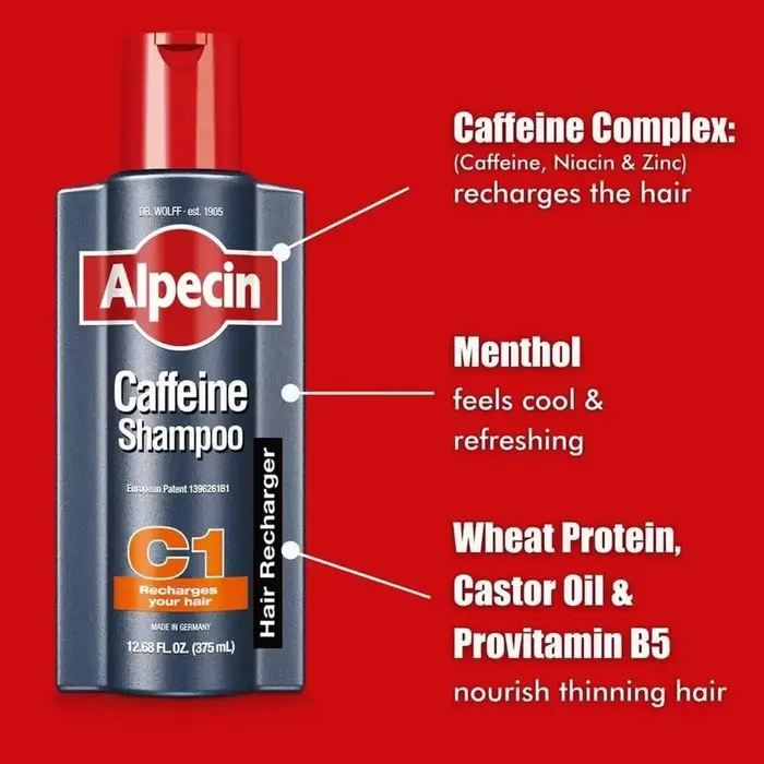 Shampooing à la caféine 250 ml – Contrôle du sébum