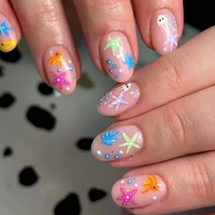 Autocollants pour ongles en Gel 3D ovales courts, 24 pièces, créer un Nail Art en forme de fleur de