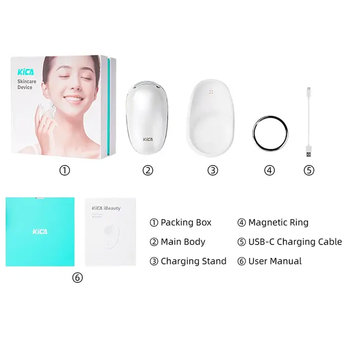 Appareil de soin de la peau KiCA, masseur facial avec micro-courant, chaleur et infusion d'ions pour
