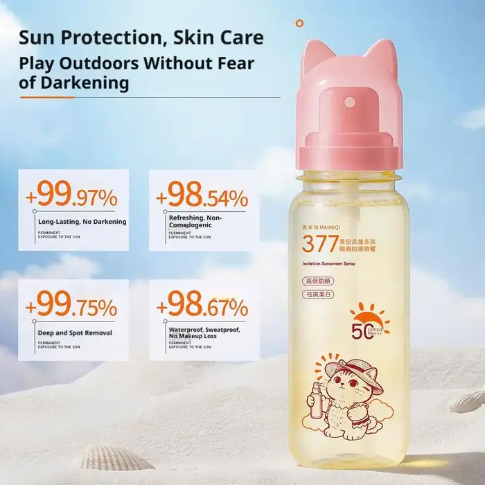 Spray solaire SPF50+ hydratant, anti-ultraviolet, respirant, blanchissant, spray solaire pour le visage, le corps, le cou, soin de la peau