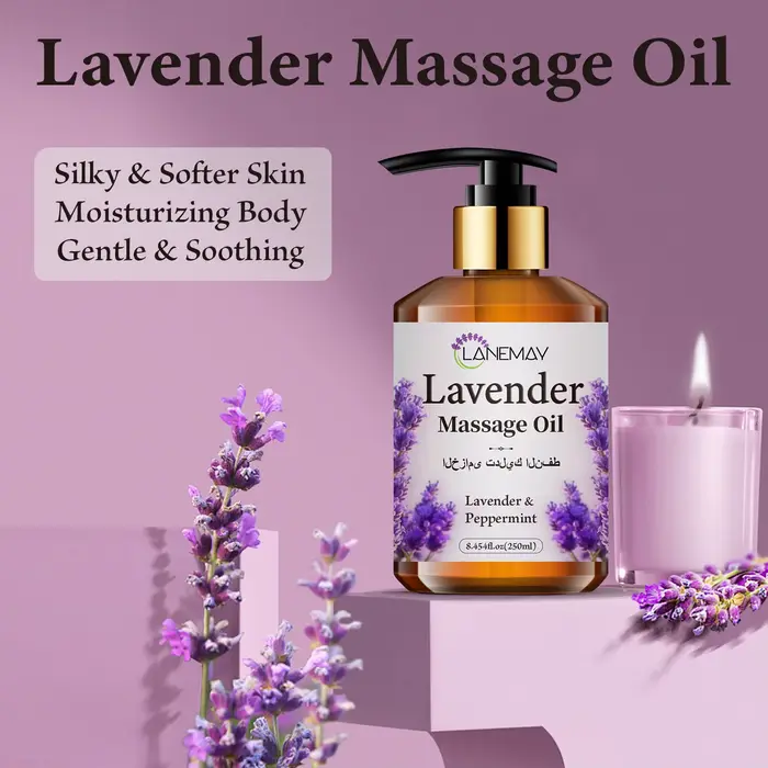 L'huile de massage à la lavande fournit un massage hydratant