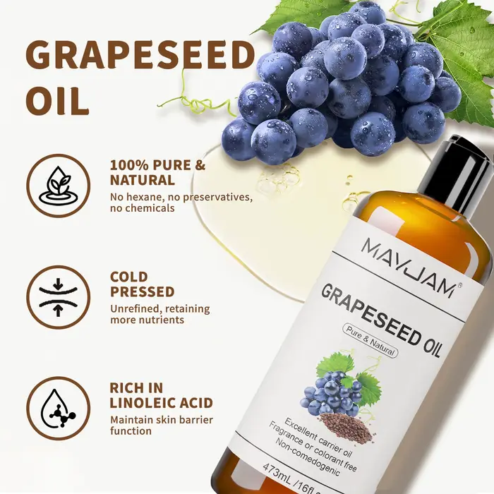 MAYJAM 473 ml/16 fl.oz huile de transport naturelle Pure pour le corps Massage du visage ricin légumes glycérine