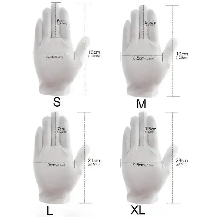 12 paires de gants en coton blanc pour les mains sèches