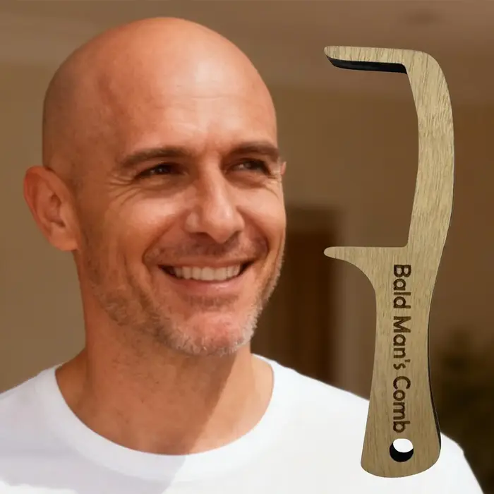 Peigne homme chauve en bois grande dent large brosse de toilettage drôle pour hommes barbe moustache style
