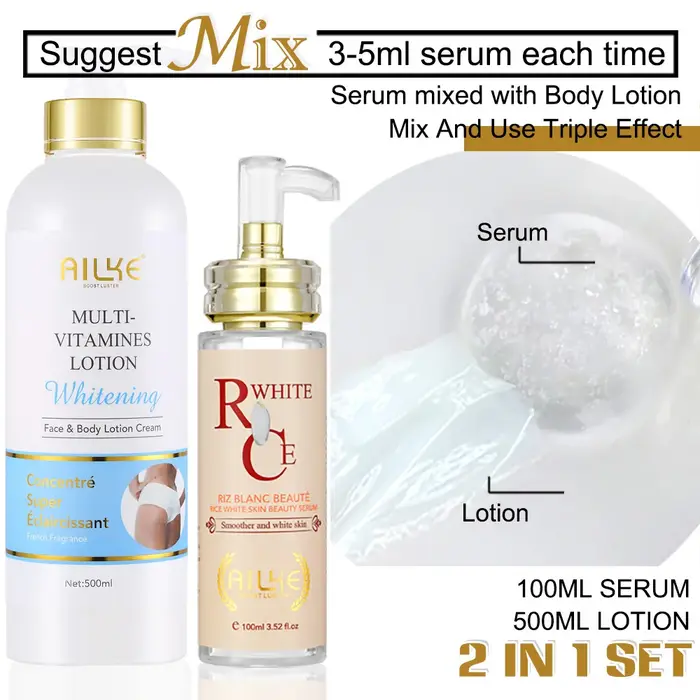 AILKE Lotion pour le corps blanchissante multi-vitamines avec vitamines