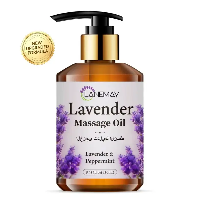 Nouvelle Huile de Massage Premium Améliorée à la Lavande et à la Menthe Poivrée, Sans Parabène, Soin