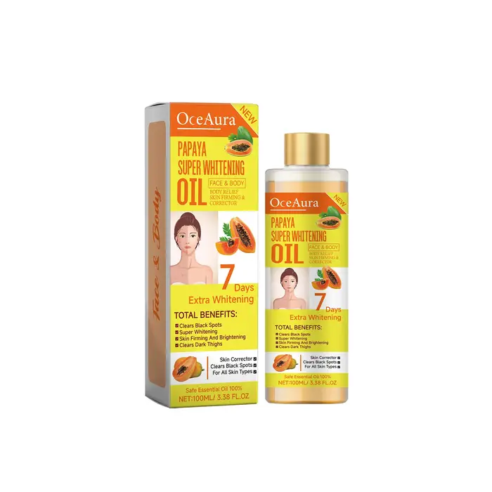 Huile corporelle blanchissante au papaye, nourrissante, éclaircissante, soins pour la peau, relaxant