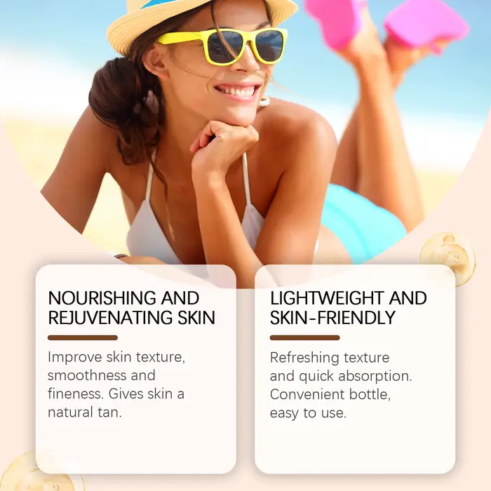 Huile de Bronzage Coco Effet Bronze Intense Naturel Longue Durée Imperméable Hydratante Lissante Pour Plage et Extérieur Auto-Bronzante