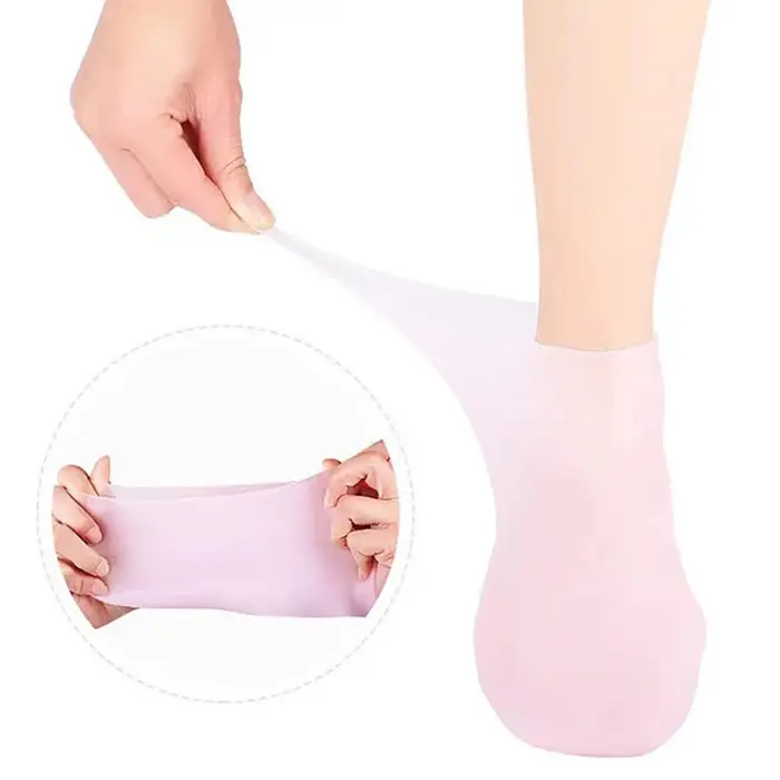 1 paire de chaussettes en gel de silicone hydratantes anti-fissures pour les pieds