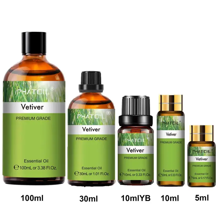 PHATOIL 1 pièces huile essentielle vétériver pour la fabrication de bougies d'aromathérapie 5ml/10ml/30ml/100ml huiles essentielles d'arôme végétal naturel