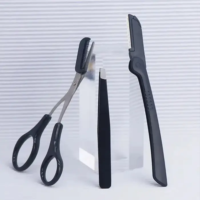 1/3 pièces pince à sourcils en acier inoxydable peigne ciseaux tondeuse à sourcils outil de coupe de