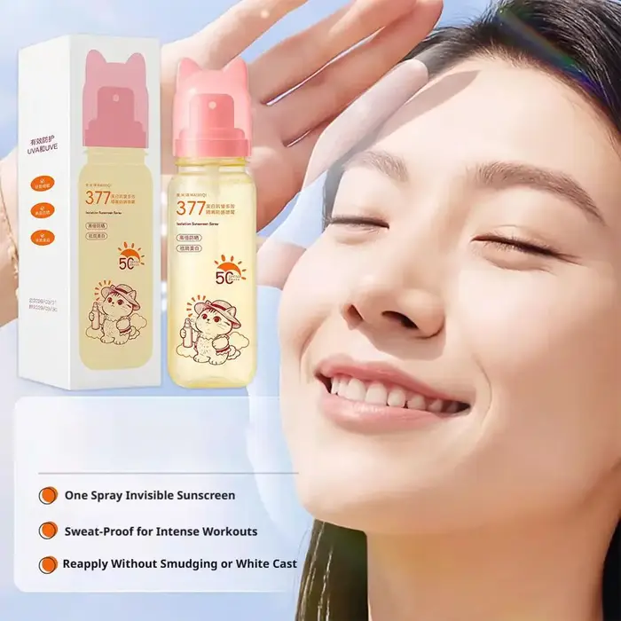 Spray solaire SPF50+ hydratant, anti-ultraviolet, respirant, blanchissant, spray solaire pour le visage, le corps, le cou, soin de la peau