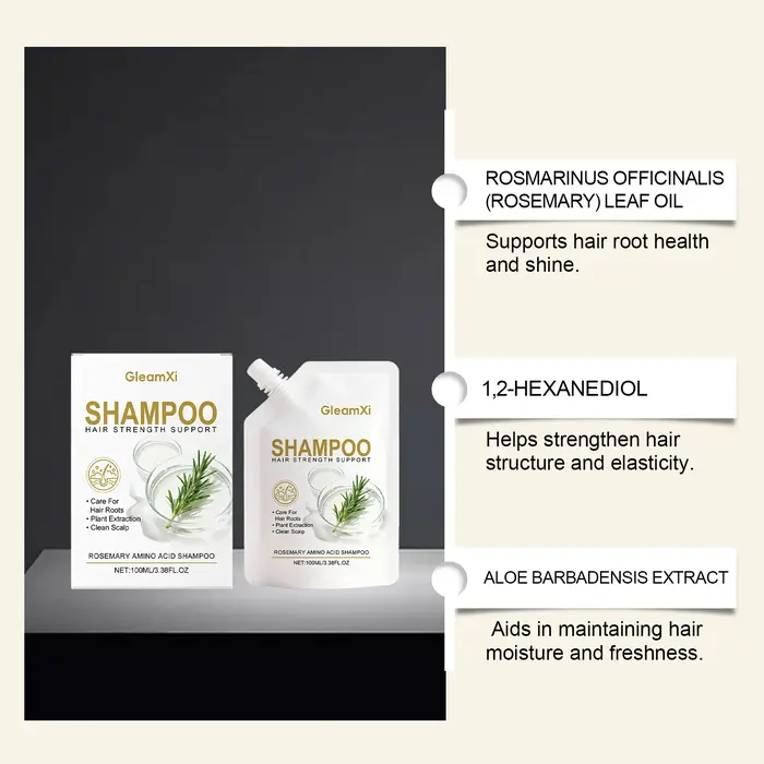 Shampoo à la Rosmarine Acide Aminé Volumisant pour Cheveux Gras Soin du Cuir Chevelu Épaississant Contrôle des Frisottis Brillance Hydratant Gratuit Hommes Femmes