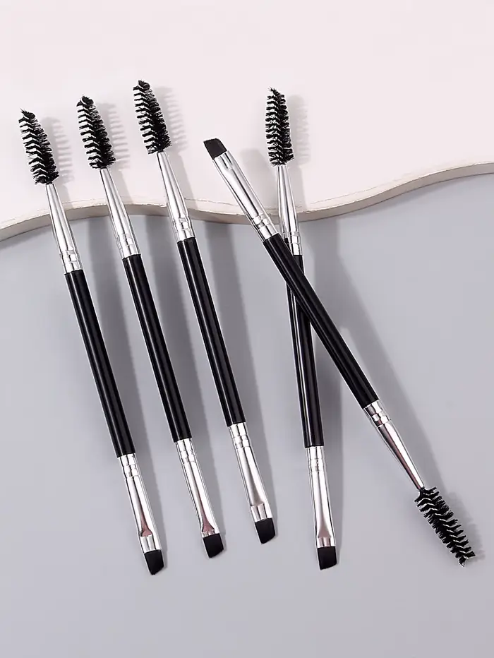 Brosse à mascara noire à double tête, brosse à sourcils, peigne à mascara, rafraîchissement du maqui