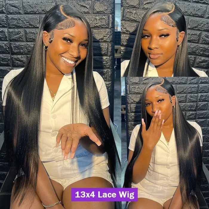MYLOCKcloser-Perruque Lace Front Wig péruvienne naturelle lisse, 13x4, 360 de densité, 180%, pour fe