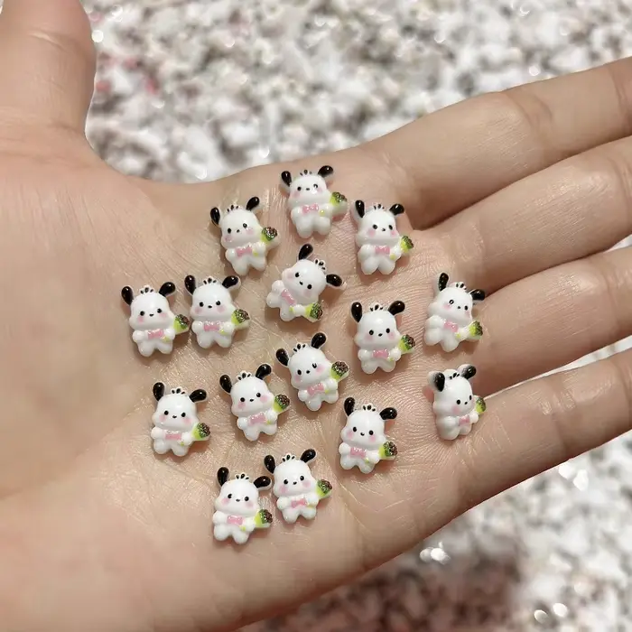 100 pièces nouveau Patch chiot résine ongles breloques mignon dessin animé chien bricolage Nail Art 