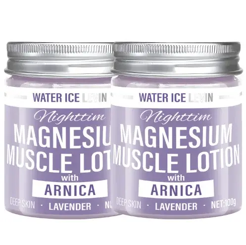 Lotion musculaire au magnésium avec acide hyaluronique et lavande pour une hydratation profonde et un soulagement