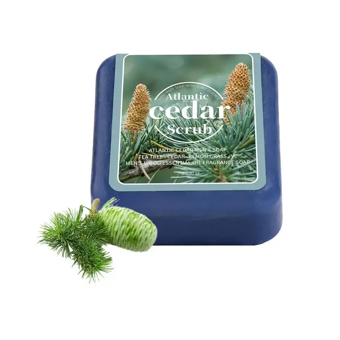 Savon artisanal pour hommes à l'huile essentielle de cèdre, nettoyage en profondeur, parfum boisé, savon pour hommes, savon pour le corps portable pour les voyages