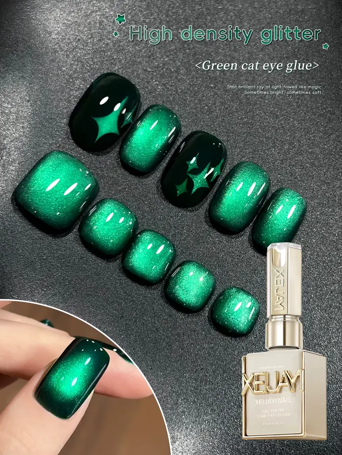 Vernis à ongles Gel œil de chat glace pilée poire de neige 15ml, Gel UV/LED brillant sans bulles à s