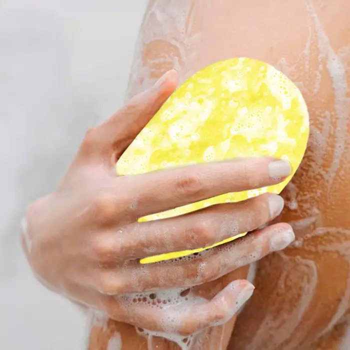 Éponge de bain exfoliante à la citronnelle et au citron pour le contrôle du sébum