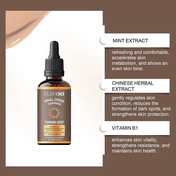 Gouttes autobronzantes hydratantes 60 ml pour le corps – Bronzant sans soleil pour adultes