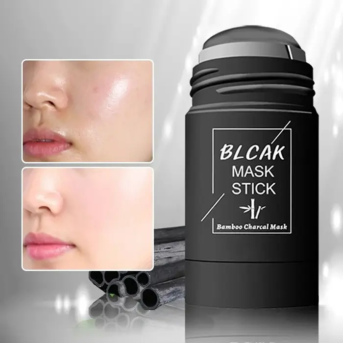Masque facial solide bâton thé vert miel pêche nettoyage des pores hydratant Long charbon d'aubergine Film de boue