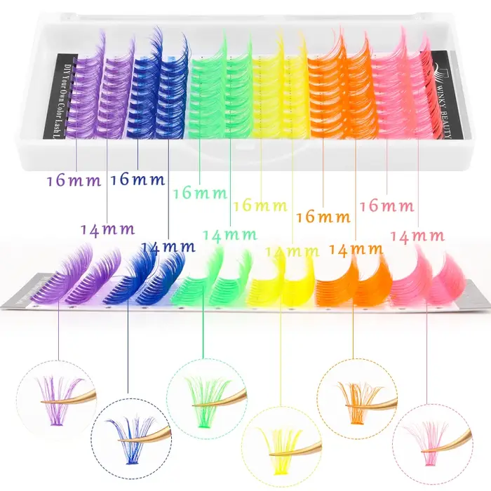 Winky beauty – cils colorés en grappe, 120 pièces, faisceau segmenté 40D, boucles D naturelles, indi