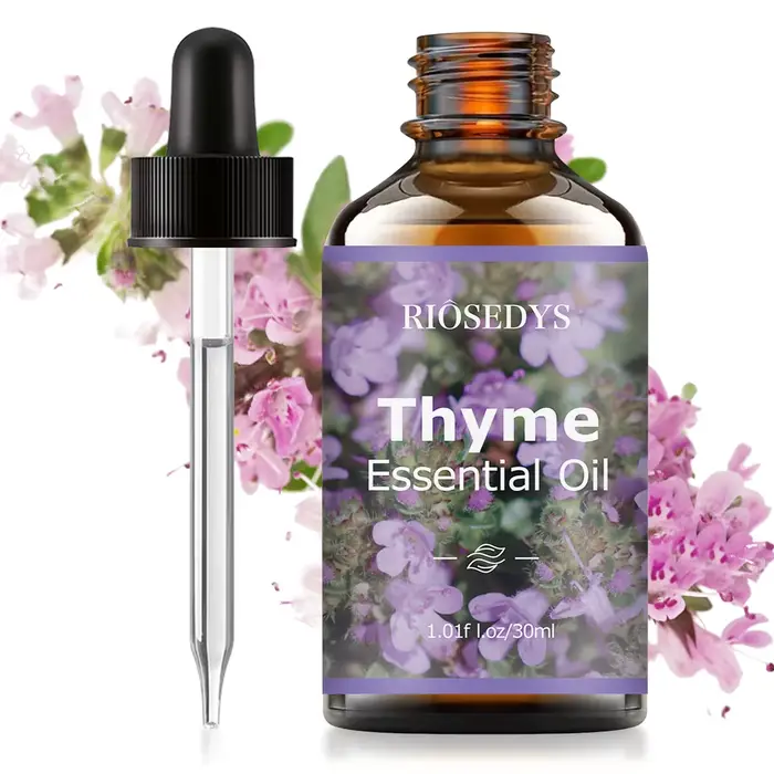 Huile essentielle de thym, avec leur parfum floral, parfaite pour l'aromathérapie et le massage corp