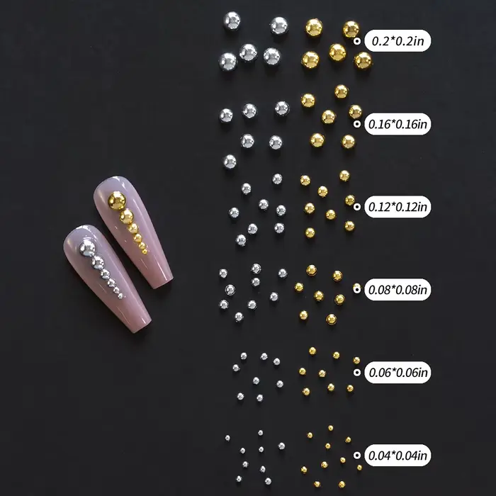12 grilles de perles de Caviar 3D pour ongles, breloques en métal or argent, bijoux, boules en acier