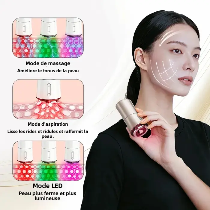 Appareil facial à aspiration sous vide et microcourant EMS
