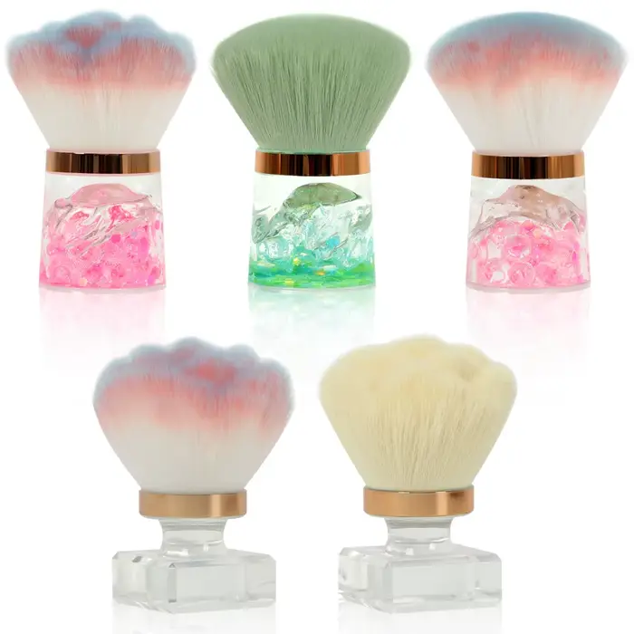 Brosse à poussière pour Nail Art, manche en plastique, pour enlever la poudre, nettoyage doux, pour